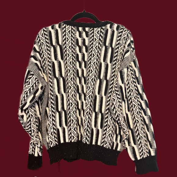 Black and White Charleston Bay Vintage 90s Sweater crew neck size lg cable knit - Picture 2 of 2